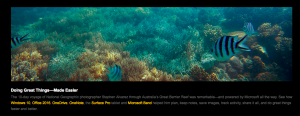 A photo of the great barrier reef taken on a trip sponsored by Microsoft.