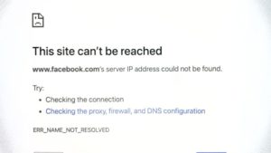 A picture of a browser saying that Facebook.com cannot be loaded.